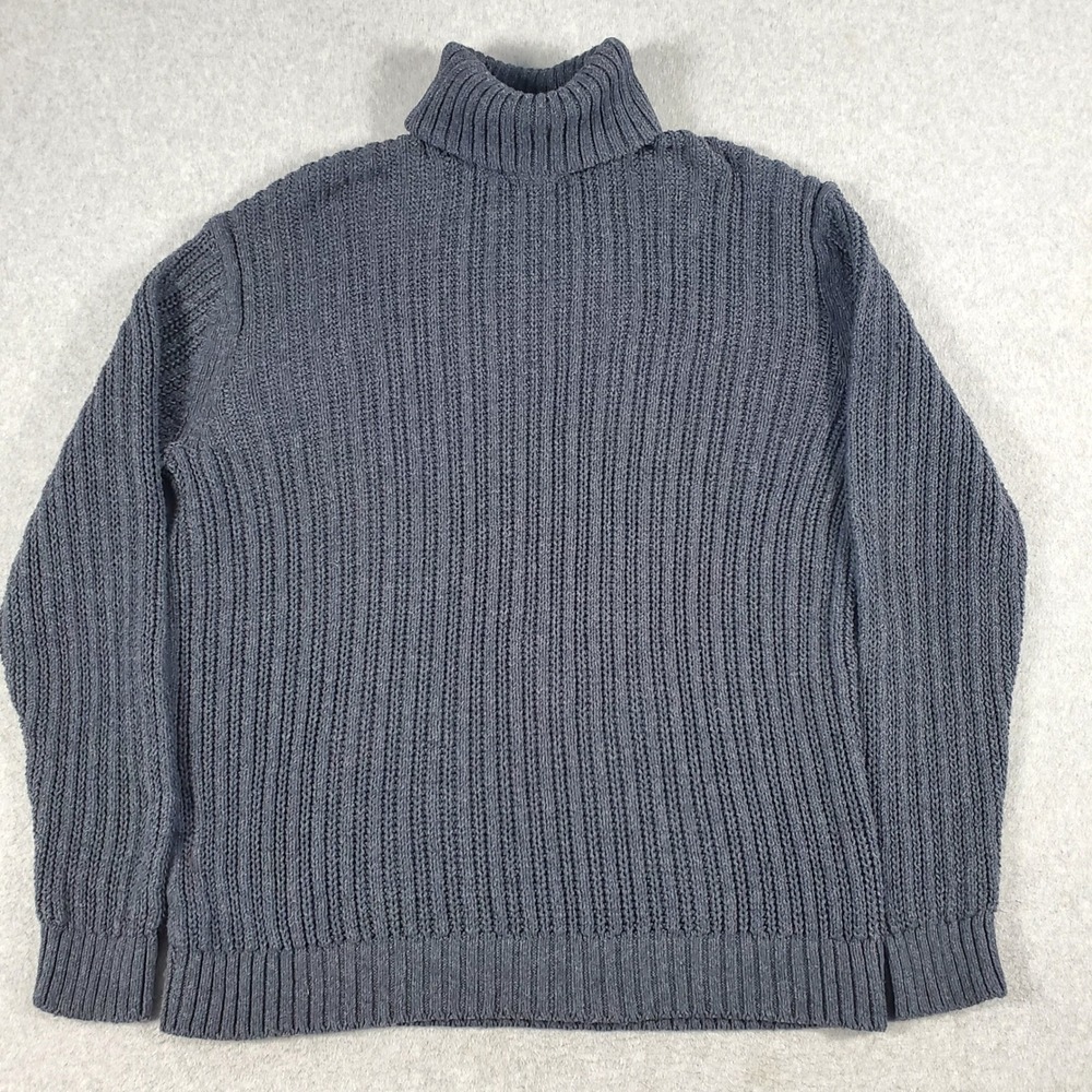 Old Navy Turtleneck Sweater Mens XL Tall Gray Ribbed Knit  Heavyweight Pullover
